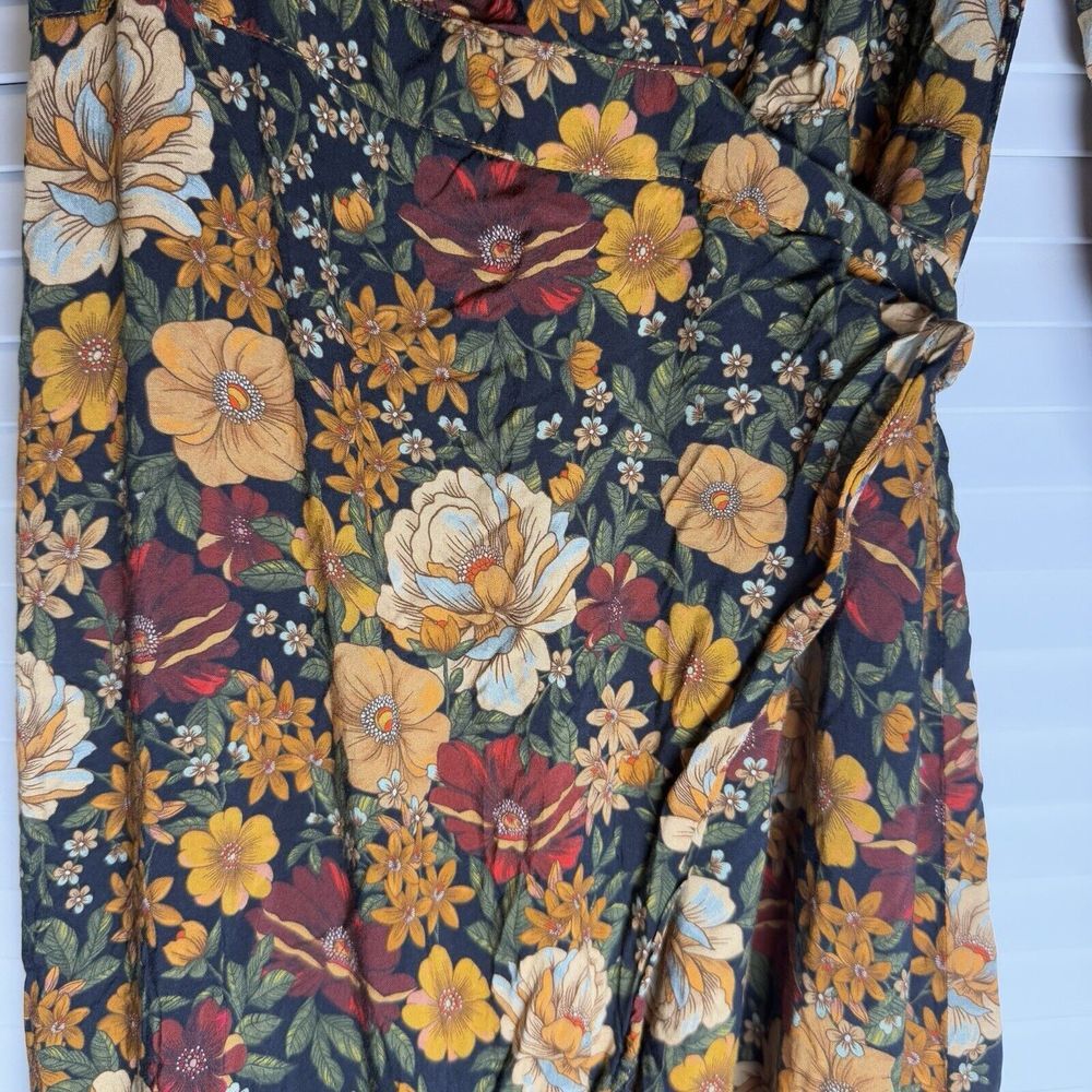 FARM Rio Floral Wrap Maxi Dress in Black, Rust & Mustard - Picture 6 of 14